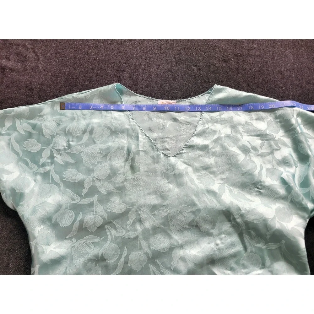 Vintage 70s‎ Tulip Flower Nightgown Teal Baby Blue Short Babydoll Volup 2X XL